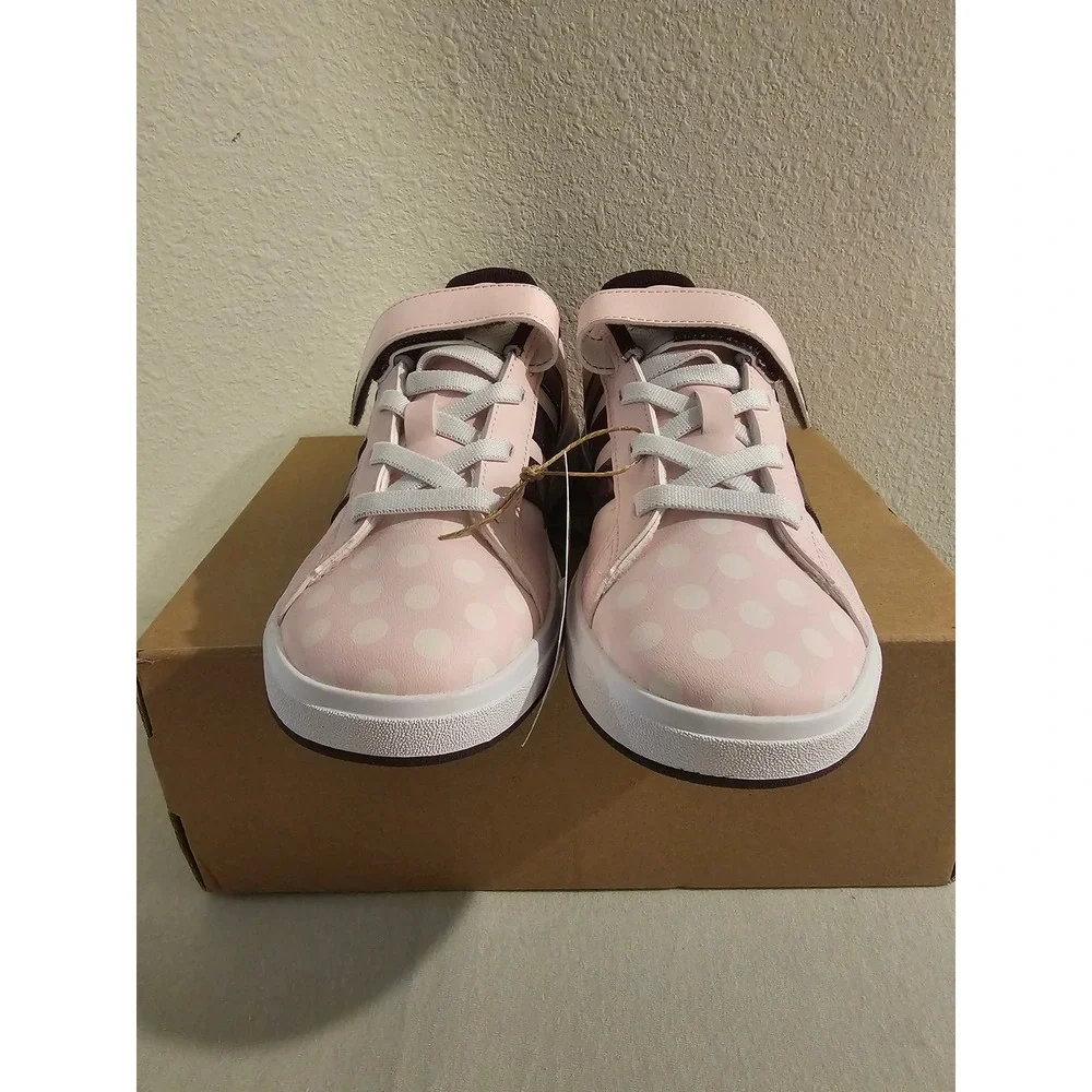 Adidas Size 3 Grand Court Minnie Mouse Pink Polka Dot Sneakers
